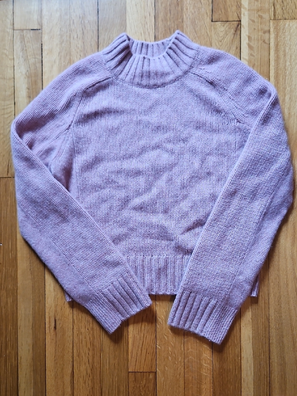 Vince Light Pink Ribbed Mock-Neck Sweater, 100 Percent Cashmere